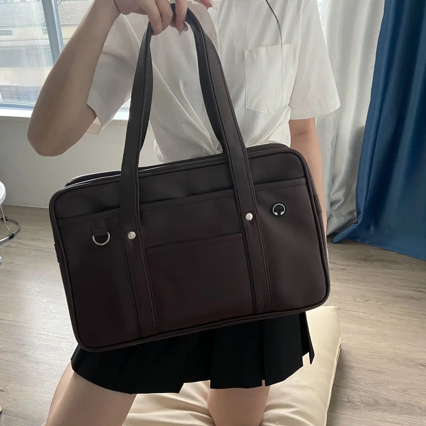 Two-dimensional Japanese JK uniform student bag, PU satchel for girls, wear-resistant and waterproof single-shoulder messenger handbag