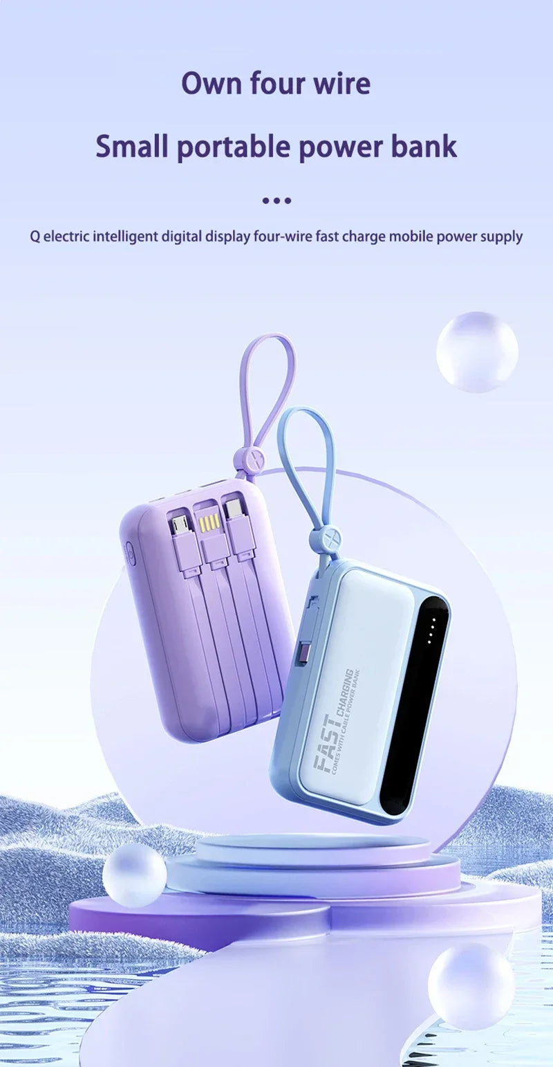 Batería externa Lenovo 120W 500000mAh de gran capacidad con 4 cables en 1, pantalla digital inteligente, batería portátil ligera para iPhone, nueva