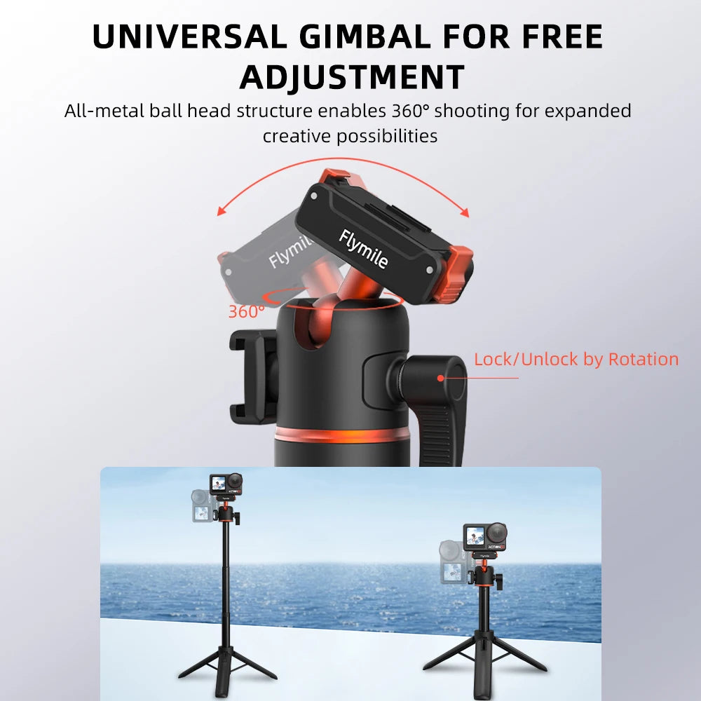 Flymile — Perche à Selfie Trépied DJI Osmo 360 Action 4/3 Base Magnétique