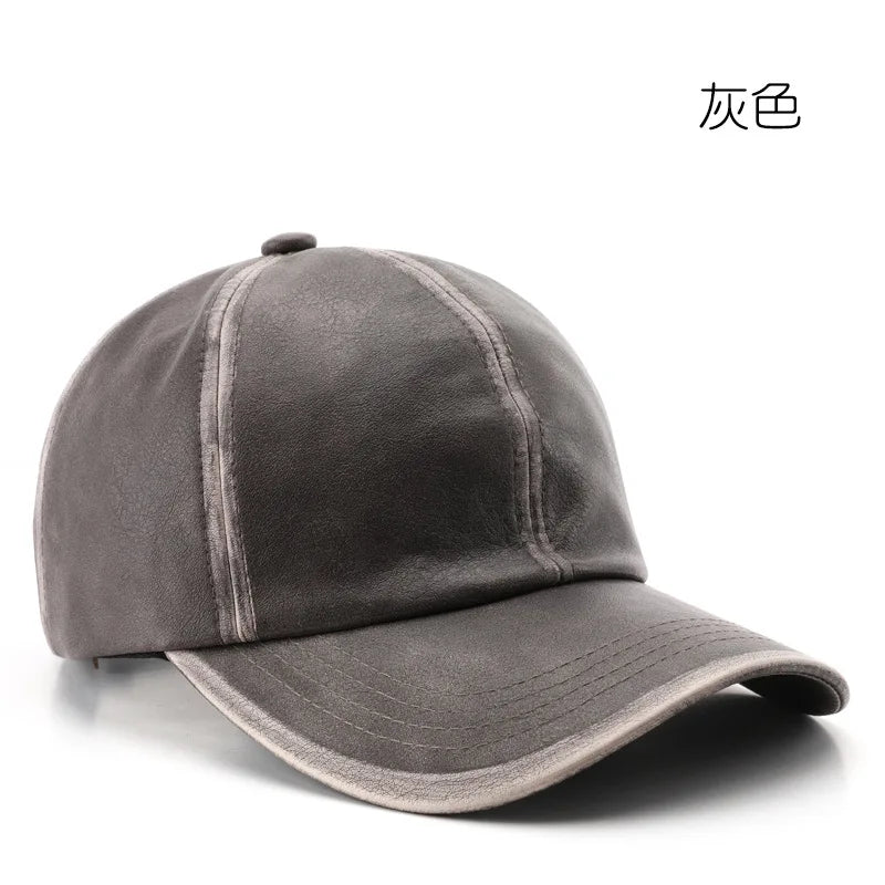Casquette de baseball en simili cuir unisexe — snapback réglable, street, hip hop, trucker, hiver, 4 saisons