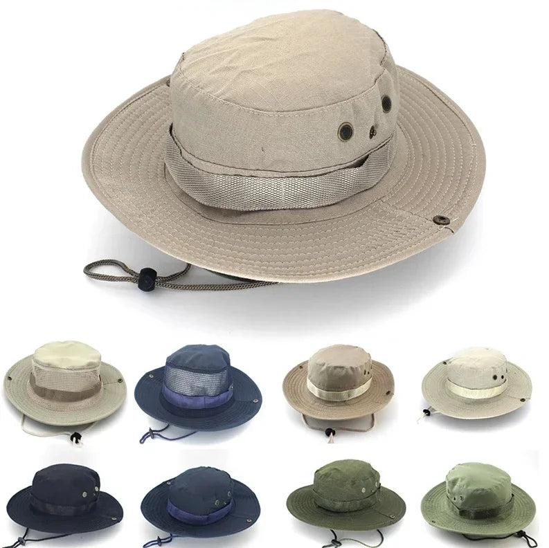 Sombrero para el sol para hombres y mujeres, gorra de camuflaje, para deportes al aire libre, tipo cubo, pesca, senderismo, caza, 60CM