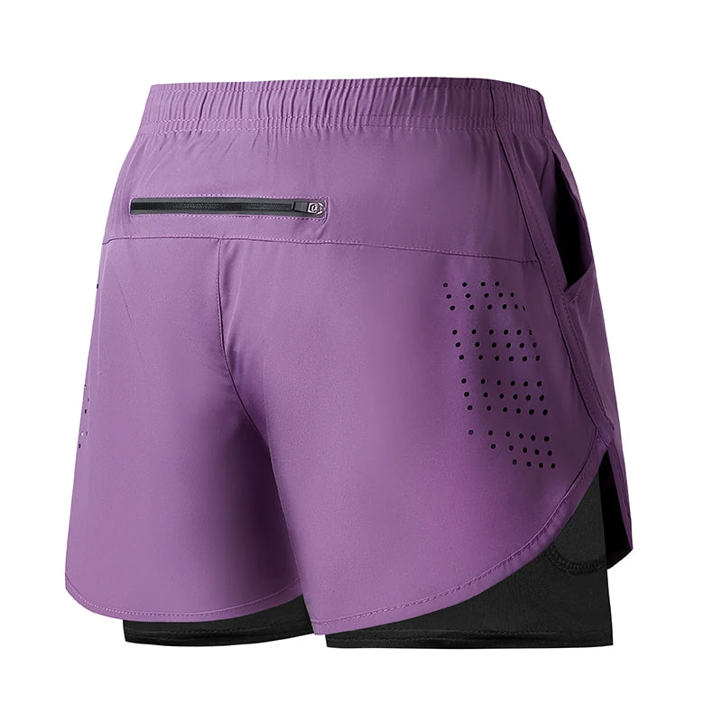 Men's Running Shorts, Quick Dry, Fitness, Black, Double Layer, New Sport, Training, Bodybuilding, Short Pants