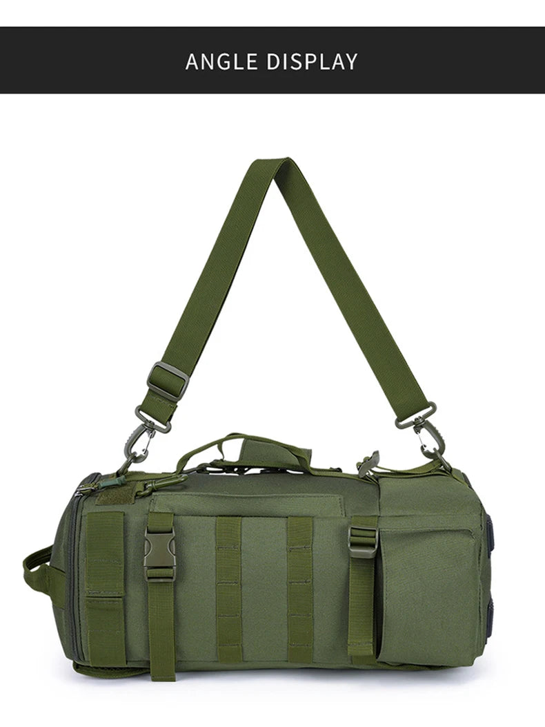 Sac à dos de pêche tactique, sac de matériel avec porte-canne, rangement d'équipement de poisson Molle Camping randonnée sac multifonctionnel en plein air