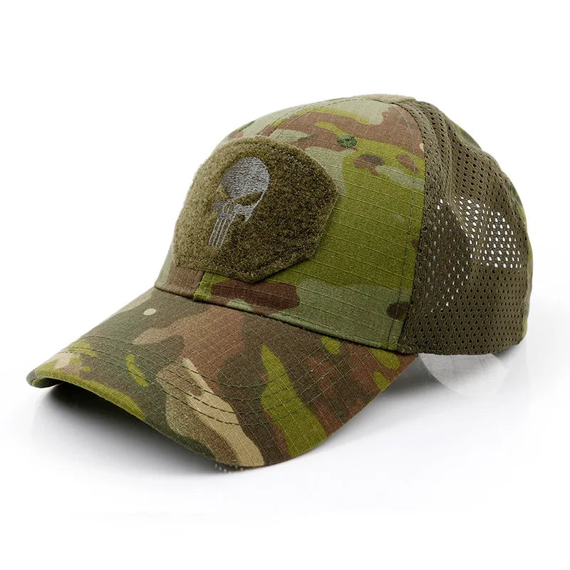 Casquette de Baseball en maille pour hommes et femmes, Camouflage, crâne, réglable, Airsoft, tactique de randonnée en plein air, nouvelle collection été 2024