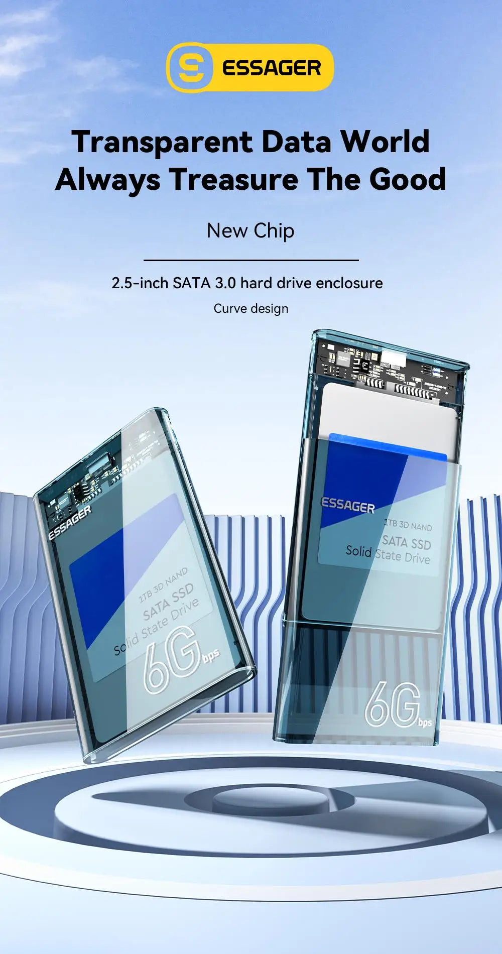 Essager 2.5 pouces SATA boîte USB 3.0 HDD boîtier étuis de disque dur mobiles pour SSD 2.5 pouces SATA boîtier de stockage boîtier de disque dur