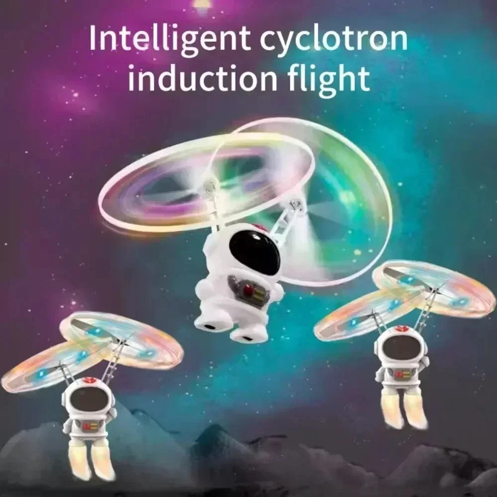 Mini dron de astronauta creativo, robot volador de dibujos animados, juguetes con carga USB, helicóptero de control manual, regalo para niños