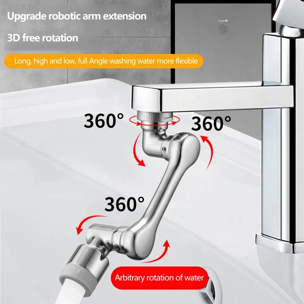 Universal 1080° ABS Robotic Rotating Faucet Extender, Kitchen Sink Faucet Aerator Extension, 2 Water Flow Modes