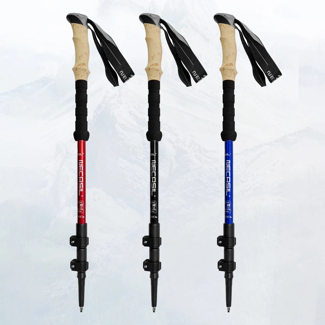 1 pièces en aluminium randonnée en plein air Anti choc bâtons de marche télescopique Trekking bâtons d'escalade ultralégers cannes de marche 135CM