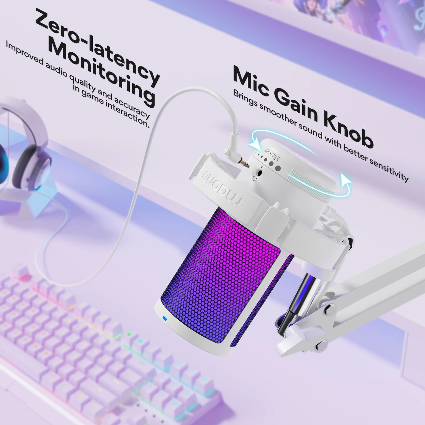 MAONO Gamerwave DGM20S — Microphone USB Gaming RGB Réduction Bruit Streaming