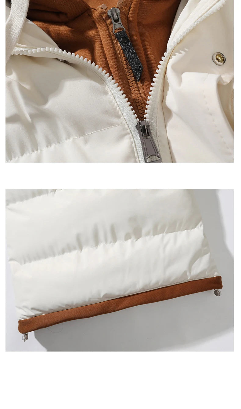 Chaqueta de invierno con capucha para hombre, abrigo de plumón de algodón, chaleco grueso, chaleco cálido, abrigo casual