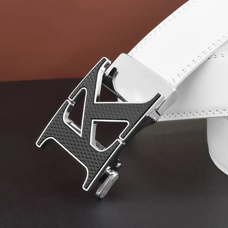 High quality letter k Belt white leather men Famous luxury designers young men cowhide brand Casual Jeans fashion Belt for Men