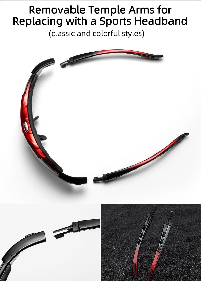 Lunettes de soleil sport cyclisme polarisées — route, VTT, équitation, protection, 5 lentilles