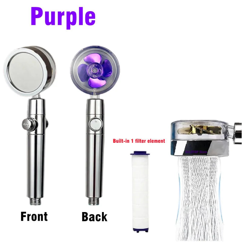 Pommeau de douche avec ventilateur Turbo, Rotation à 360 degrés, haute pression, économie d'eau, Spray réglable, filtres, accessoires de salle de bains