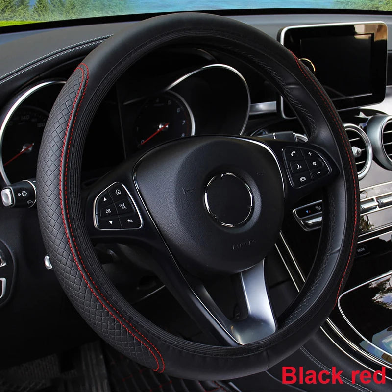 SEAMETAL 37-39CM Anti-Slip Breathable Steering Wheel Cover Universal Steering Wheel Cover Microfiber Leather Steering Wheel Protector