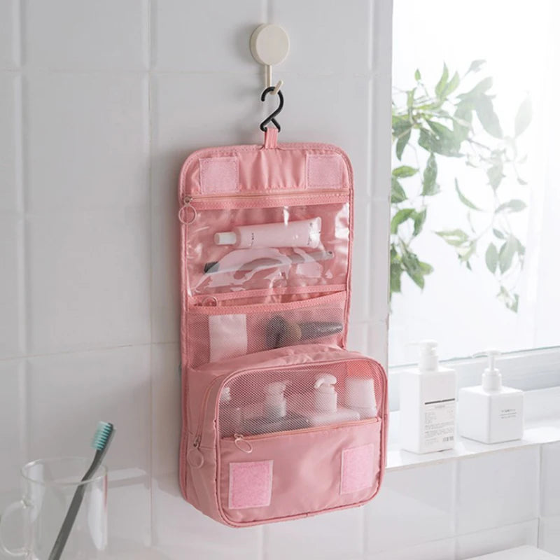 Bolsa de almacenamiento de viaje multifuncional, bolsa de maquillaje de mano de doble capa para mujeres, bolsa de aseo de viaje para hombres