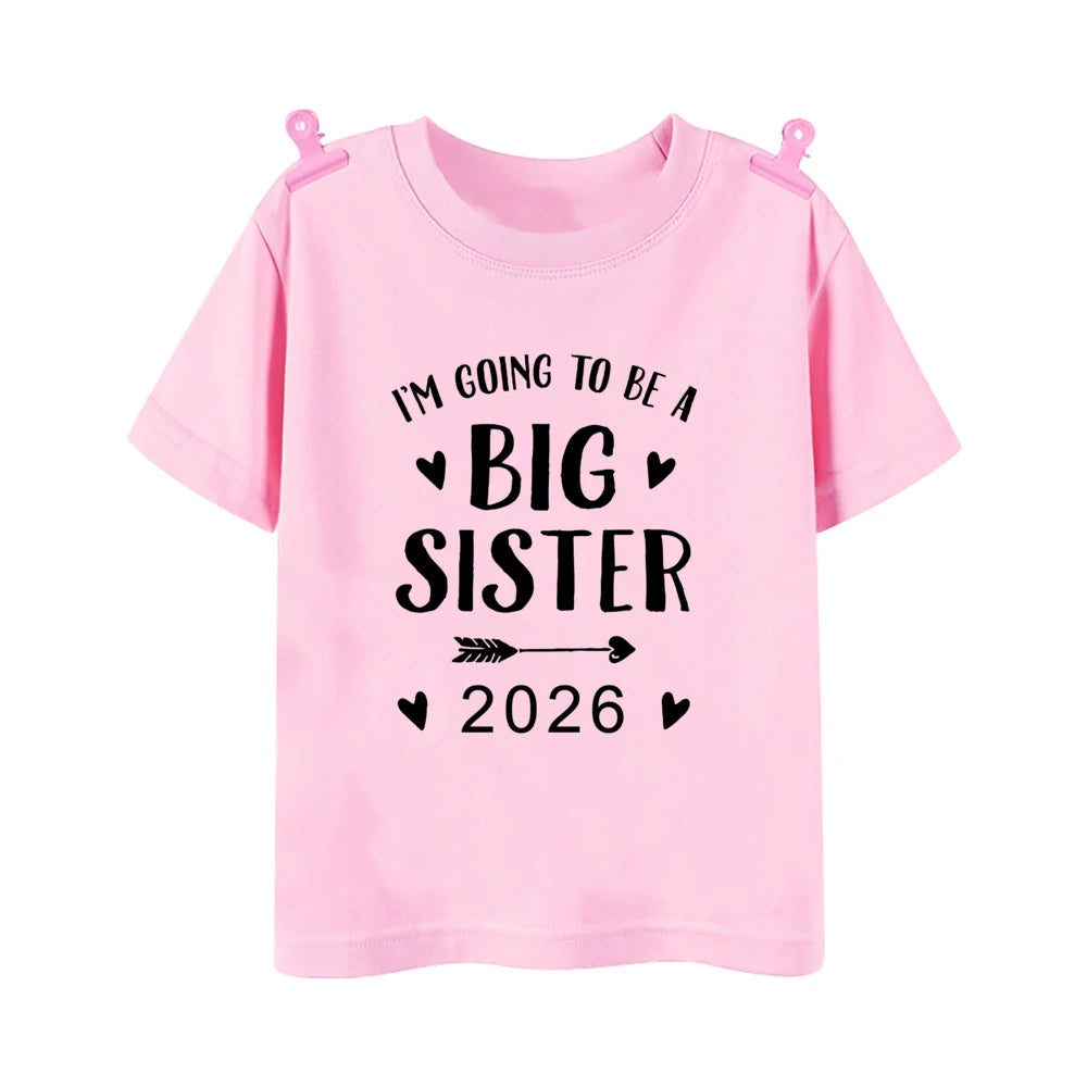 T-shirt imprimé pour enfants, tenue d'été pour enfants, chemises à manches courtes, vêtements d'annonce pour bébé, promu à Big Brother, Big Sister, 2026