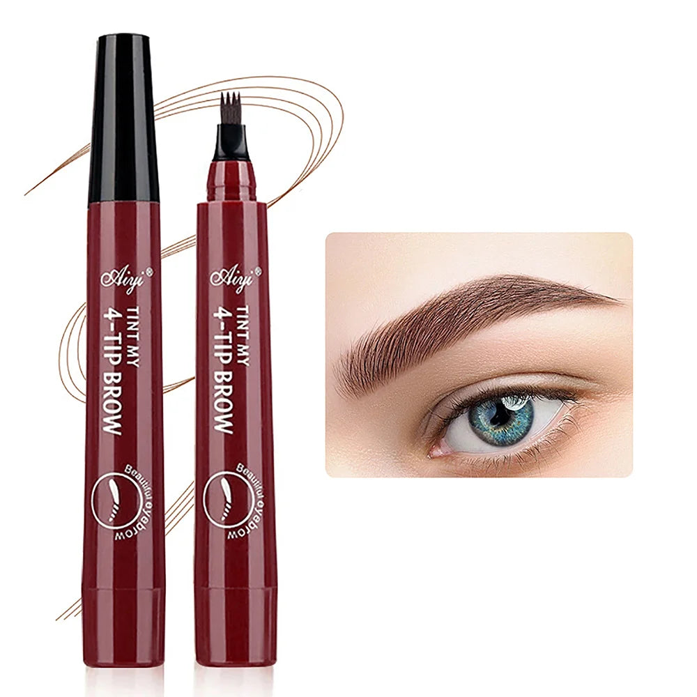Crayon à 4 fourches pour microblading, maquillage pour les yeux, résistant à l'eau, naturel, longue durée, cinq couleurs