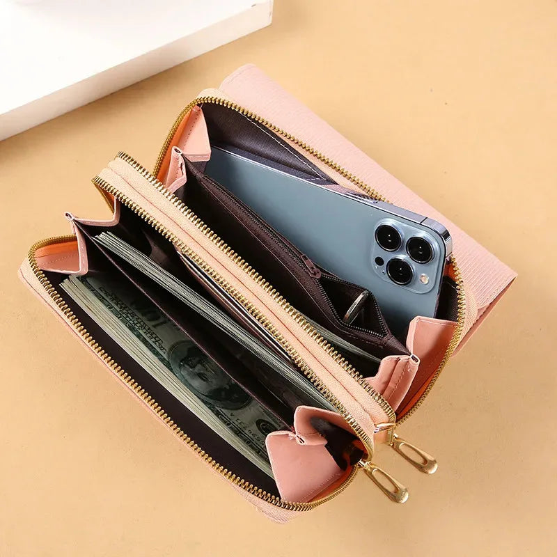 Sac Portefeuille Coréen Femme — Pochette Bandoulière Convertible Multifonction