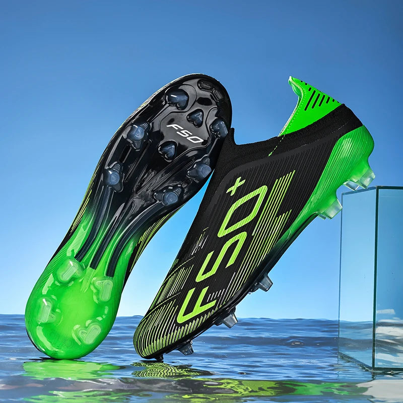 Chaussures de Football FG Homme Cuir Verni Basses — Crampons Longs, Professionnel Pelouse EU 31–48