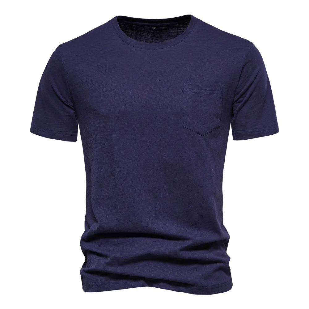 100% coton hommes T-shirt décontracté doux Fitness été mince T-shirts hommes vêtements de maison col rond à manches courtes solide T-shirt pour hommes