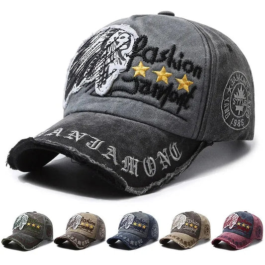 Gorra de béisbol retro desgastada informal para deportes al aire libre para cuatro estaciones, gorra de sol de primavera y otoño, gorra bordada con letras para hombres