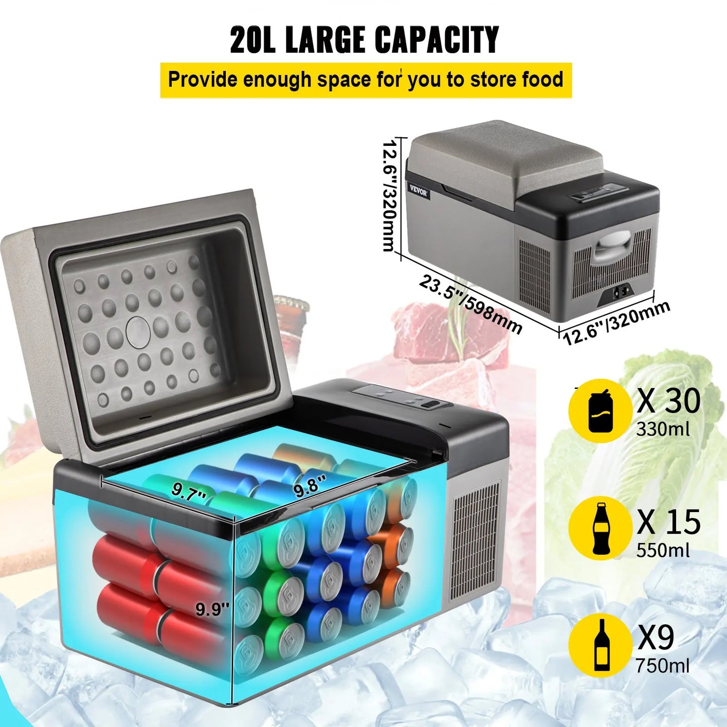 Glacière Électrique Voiture 15/20 L — Compresseur Portable, Contrôle App, Camping & Voyage