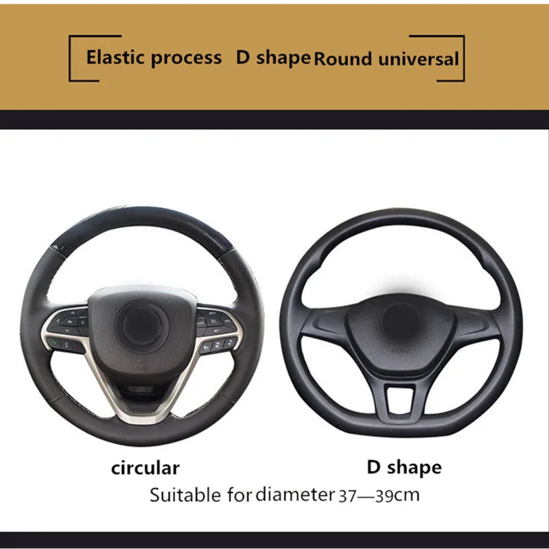 Universal Car Steering Wheel Cover, 37/38cm, Anti-slip, Embossed Leather, Car Styling
