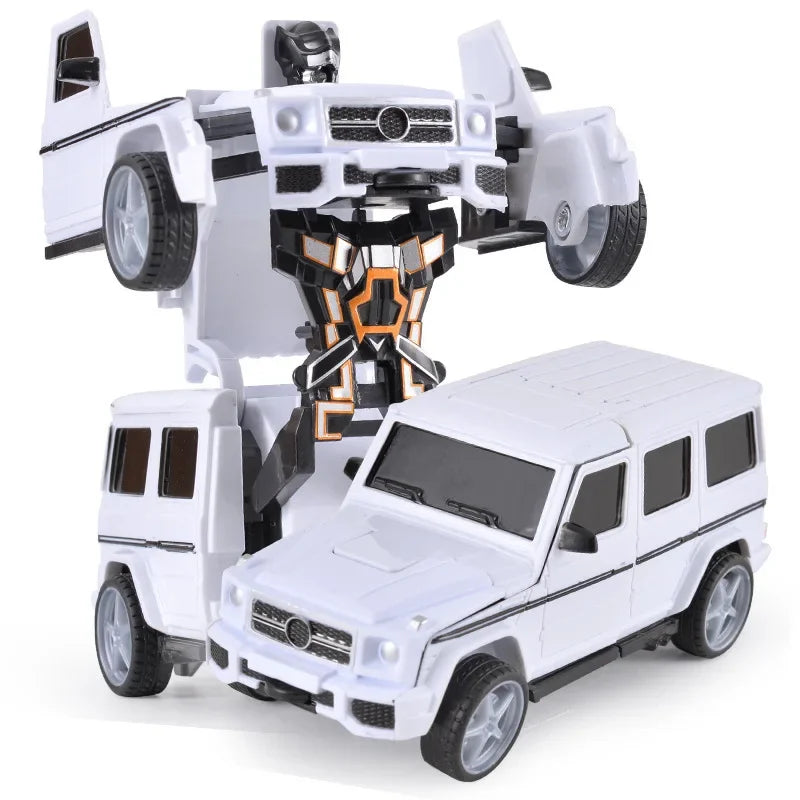 Voiture jouet à changement de forme à impact inertiel pour garçon, robot Autobot à changement de forme à un bouton, puzzle à changement de forme, collision