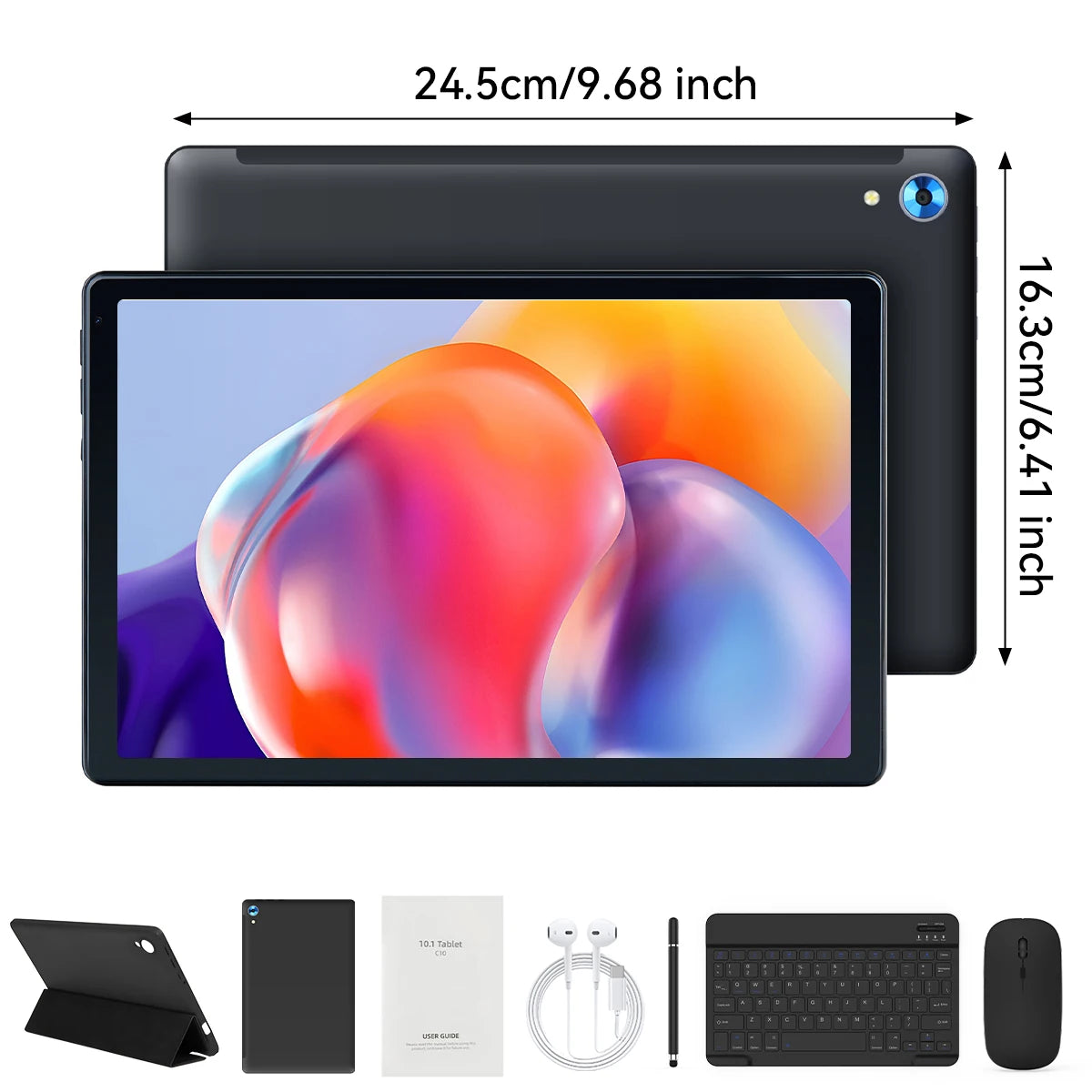 URAO 10-inch Android 15 Tablet, 8-core, 24GB + 128GB, 1TB expansion, WiFi 6, 5MP+8MP, stylus, keyboard, mouse, headphones, PC PAD set