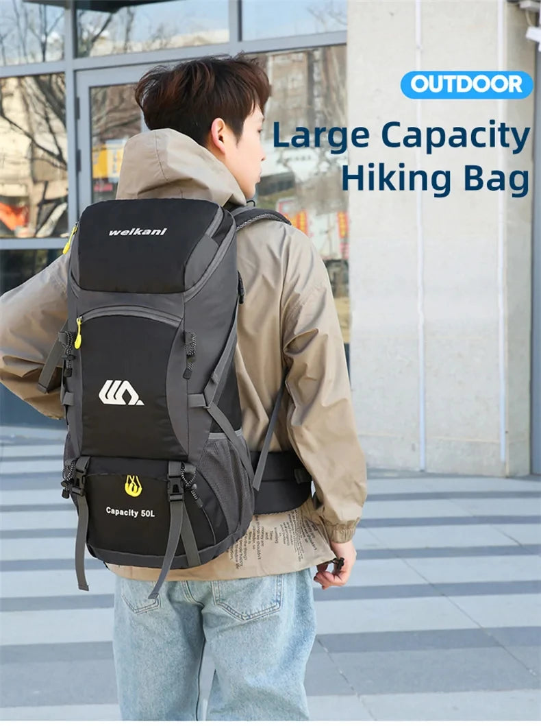Sac à dos d'escalade en nylon pour homme, sac à dos de camping, sac à dos de randonnée, sports de plein air, canadisme, trekking initié, sac à dos de voyage, 50l