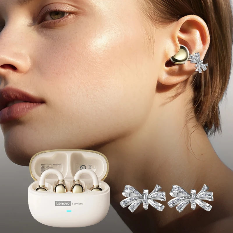 Auriculares Lenovo LE302 HIFI estéreo deportivos de clip abierto, Bluetooth 6.0 con cancelación de ruido y batería de larga duración