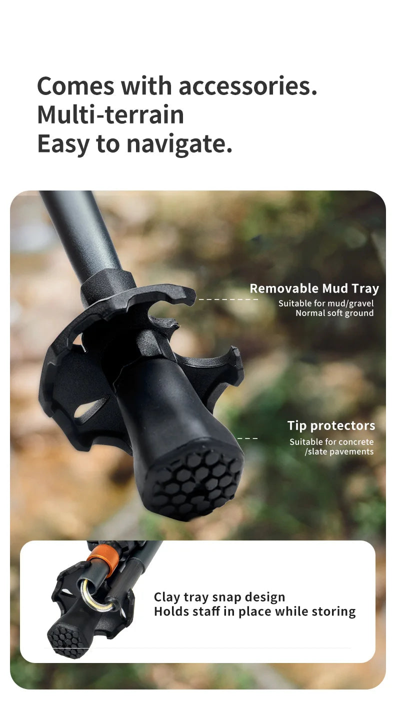 Naturehike bâtons de Trekking en Fiber de carbone 5 Sections bâtons d'escalade pliants portables randonnée en plein air bâtons de marche pliables