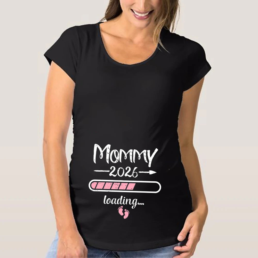 2026 nouveau mignon papa + maman + bébé imprimé Couple maternité T-Shirt annonce de grossesse chemise Couple enceinte T-Shirt vêtements