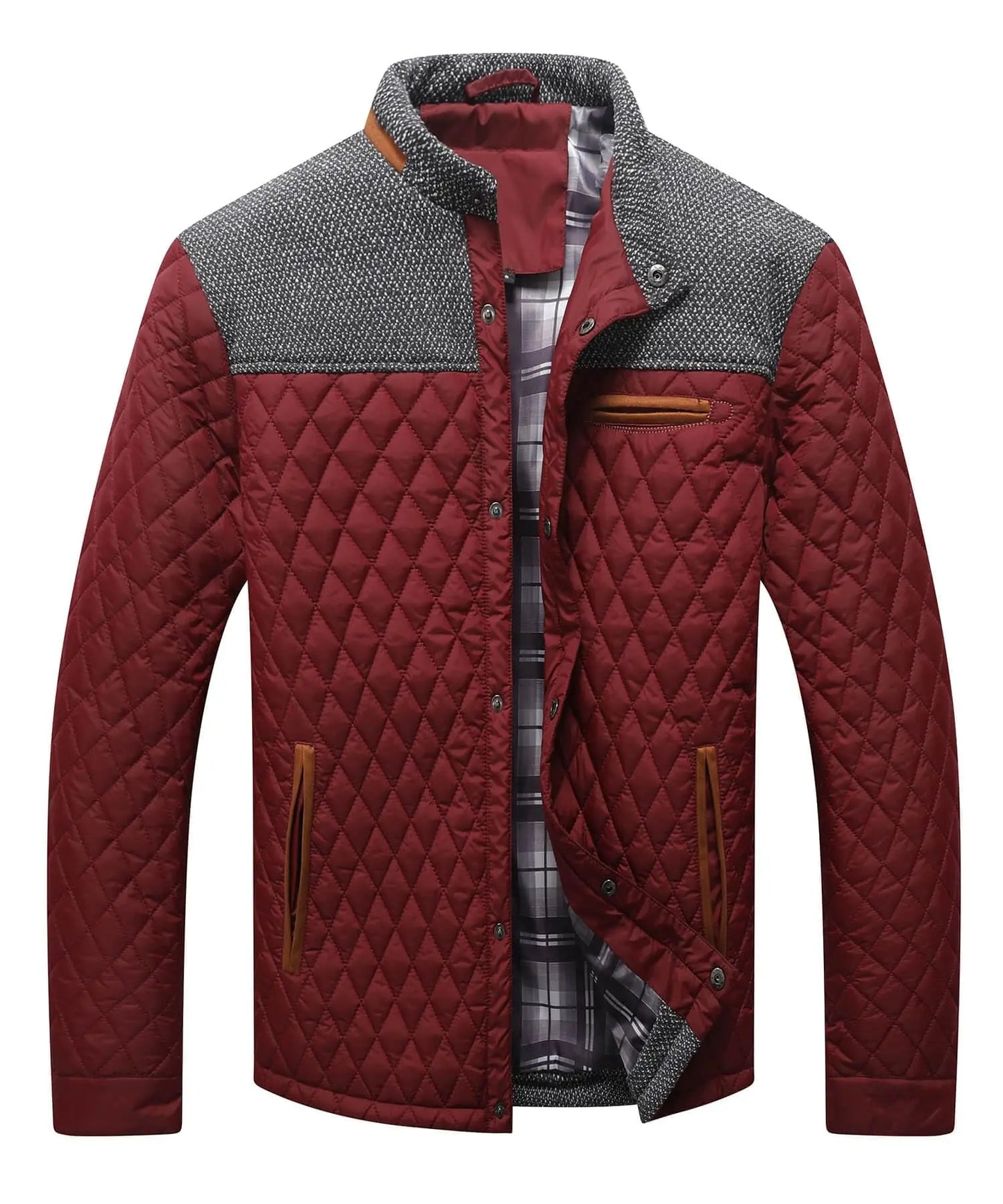 Men's Jackets Casual Bomber Coat Diamond Quilted Puffer Lightweight Casual Button Down High Quality Overshirt US Size