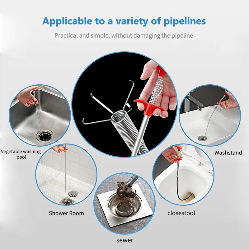 Outils de dragage de tuyaux à ressort de 60cm, serpent de vidange, bâtons de nettoyage de canalisations, dissolvant de bouchons, nettoyage ménager pour outil d'évier de cuisine