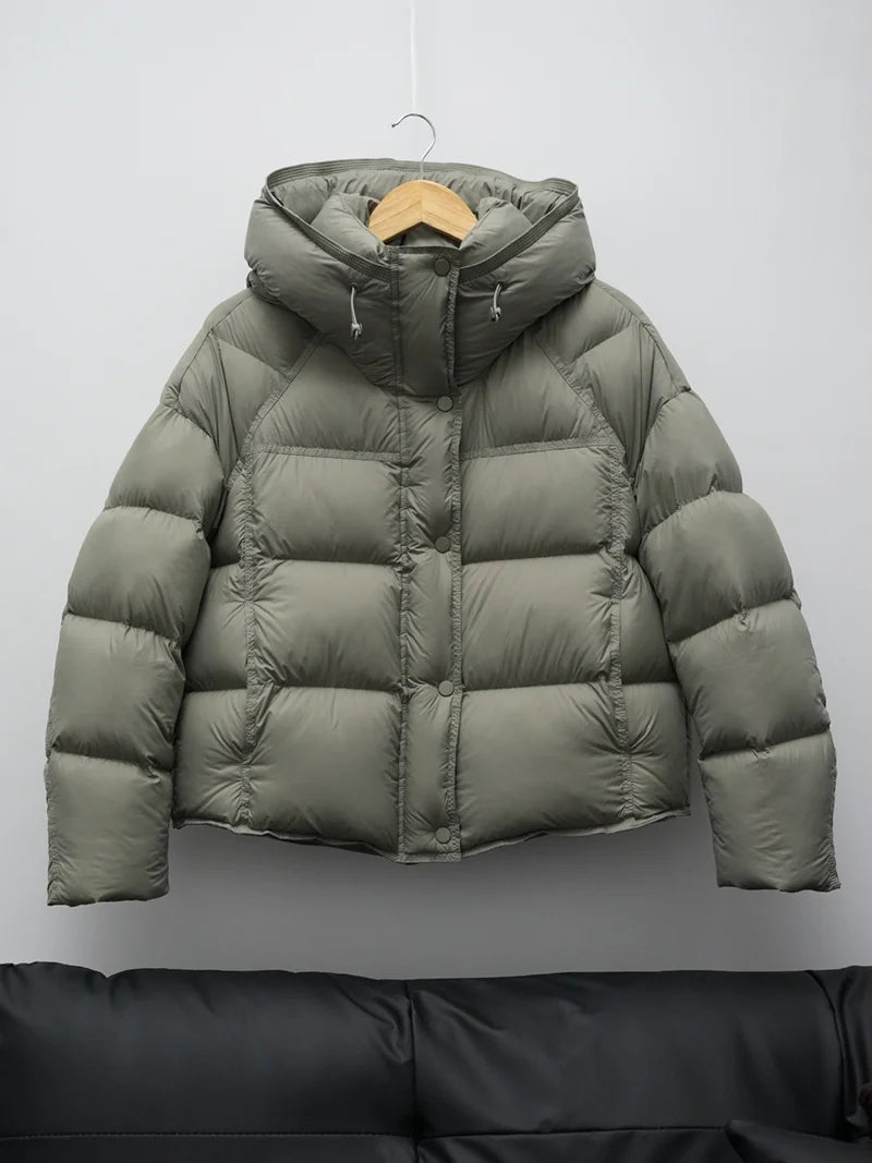 ZAROY Chaqueta de invierno para mujer, gruesa, cálida, con capucha, de algodón, Parkas de Corea, sólida, versátil, casual, abrigo corto, ropa de abrigo para la nieve, chaqueta