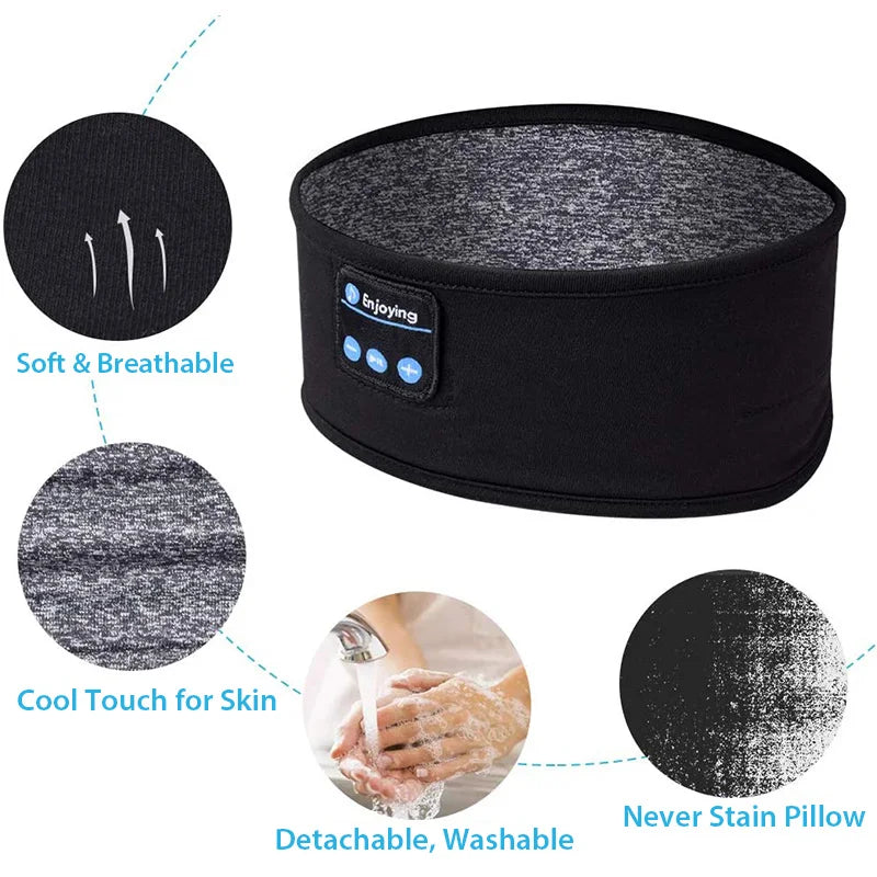 Casque Bluetooth sans fil, bandeau musical, bandeau de sport, bandeau de course, bandeau de fitness, bandeau anti-transpiration, écouteurs, masque de sommeil doux, casque