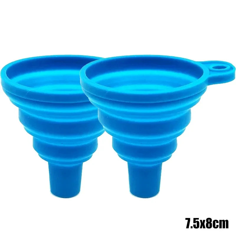 Embudo plegable de silicona para motor de coche, 2 piezas, líquido de lavado, cambio de líquido, portátil, cambio de