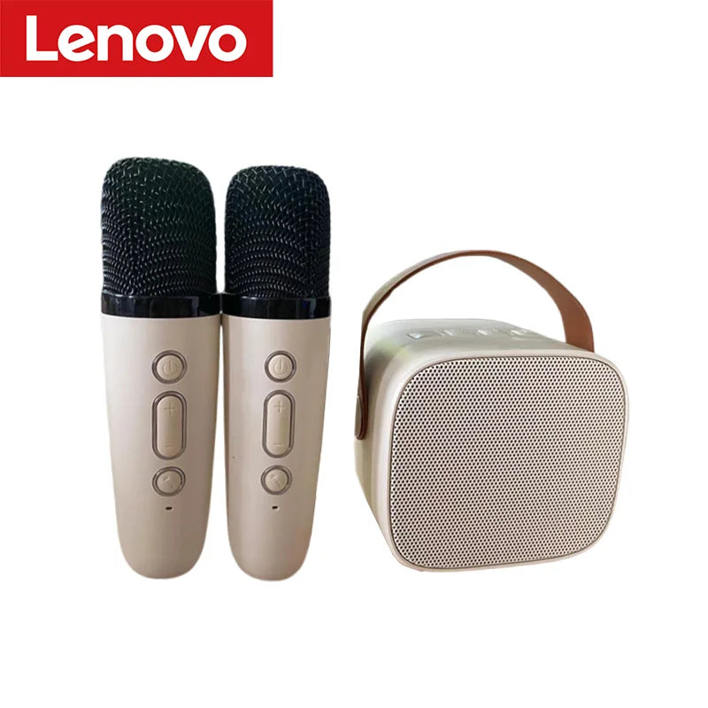 Altavoz Bluetooth inalámbrico Lenovo K1 con 2 micrófonos, máquina de karaoke con luz respiratoria para cantar en familia, regalos para niños