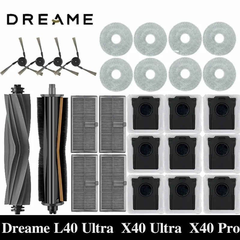Dreame L40 ultra / X40 Ultra Robot aspirateur accessoires sacs à poussière vadrouille brosses latérales principales tissus filtres HEPA pièces de rechange