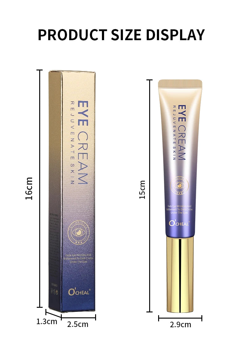 O'CHEAL – Crema antiarrugas para ojos con bola rodante, secado rápido, hidratante, ácido hialurónico, suero refrescante para ojos, atenúa las líneas finas