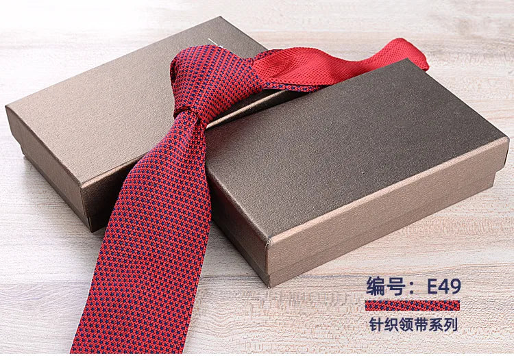 Corbatas de punto retro con rayas para hombres, estilo británico informal, formal de negocios, azul marino, rojo, marrón, corbatas hechas a mano, corbatín para esmoquin