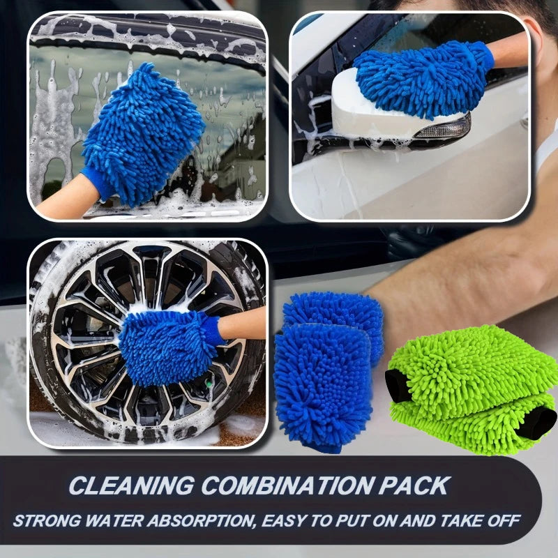 Gants de lavage de voiture en microfibre Chenille, nettoyage des rayures, soins non pelucheux, mitaines souples, dépoussiérage de véhicule automobile, Accessoires de moteur