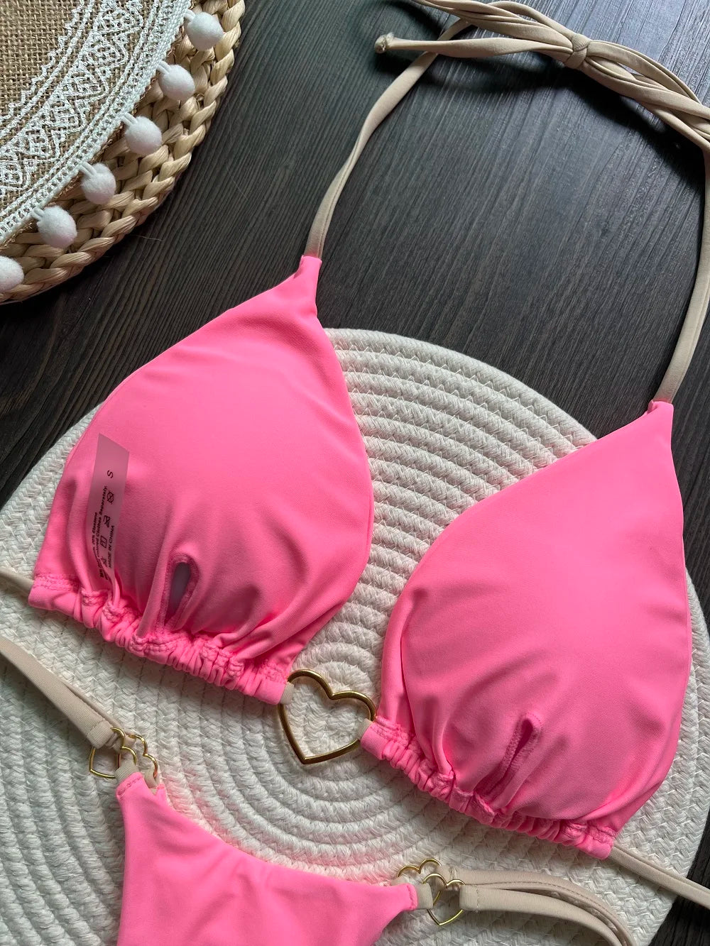 RUOTONSEPT-Maillot de bain deux pièces sexy pour femme, bikini brésilien, couleur unie, col licou, triangle, culotte tanga