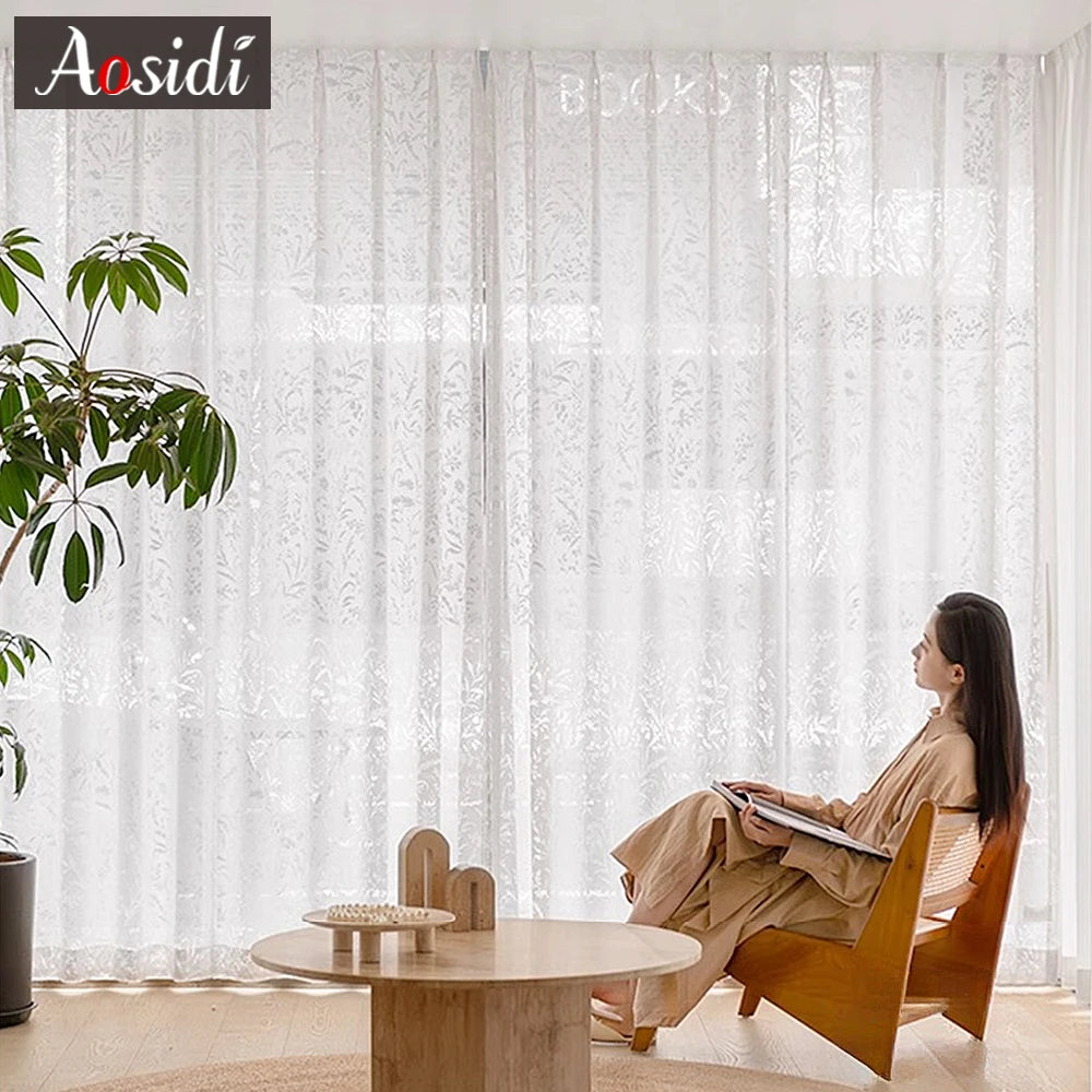 Rideaux en Voile transparent en dentelle 2025, pour salon, en Tulle, pour cuisine, Voilage, diviseur d'écran pour la maison, décoration de mariage