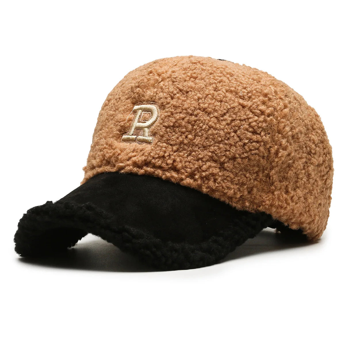 Gorras de béisbol de invierno a la moda en blanco y marrón para hombres, gorros de lujo de lana de cordero para mujeres, sombrero de golf a prueba de viento para exteriores, gorra para hombre