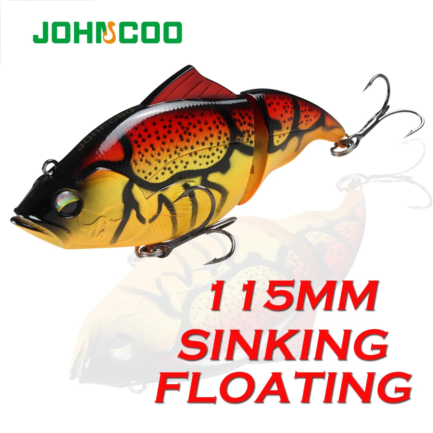JOHNCOO 115mm coulant VIB leurre de pêche sans lèvres manivelle artificielle flottant dur appât brochet bar matériel de pêche