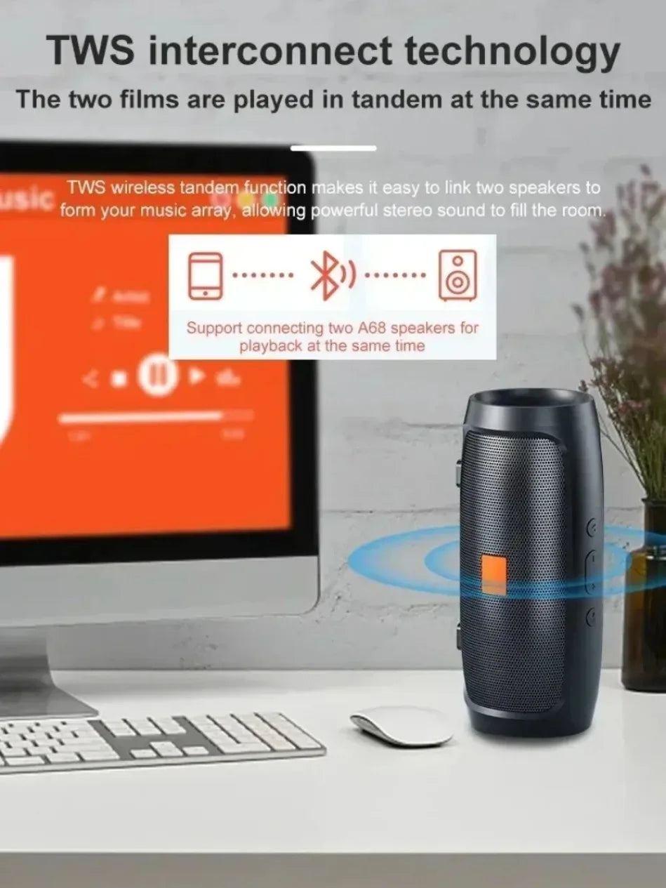 Haut-parleur Bluetooth portable — double stéréo, USB, TF, FM, subwoofer, extérieur