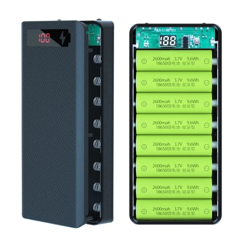 Boîtier de rangement pour batteries 8/10*18650 sans soudure, double USB, étui de batterie externe DIY, support de batterie 8/10*18650, chargeurs rapides PD