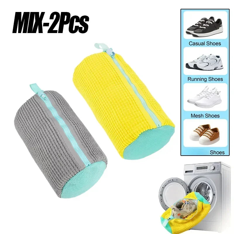 Sacs à linge, sac pour Machine à laver les chaussures, avec fermeture éclair, avec riche peluches à l'intérieur, parfait pour les baskets et les chaussures décontractées